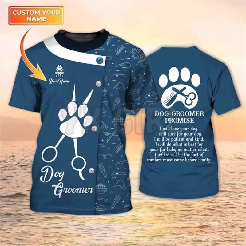 Men'S Grooming Salon - Summer Dog Groomer Promise 3D T-shirt