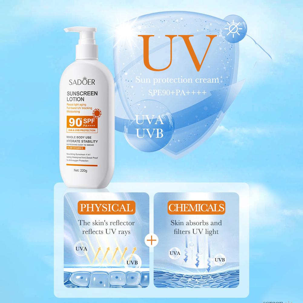 220g Sunscreen Cream SPF 90+ U - Face Moisturizer Spf ulasan dan harga